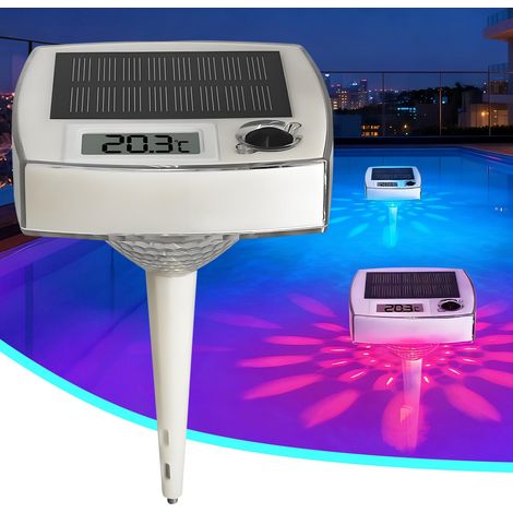 Solar Pool Thermometer, Floating Pool Thermometer with Dynamic Light, Waterproof IP68, Digital LCD Screen for Pools, Spas and Hot Tubs (1/5)