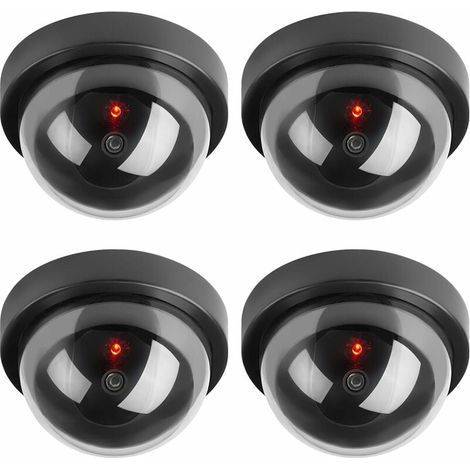 Caméras factices, Fausse de Sécurité Caméra Dôme CCTV avec LED Clignotant Lumière pour Les Entreprises Magasins Accueil, Usage Intérieur Extérieur (4 Pack) (1/4)