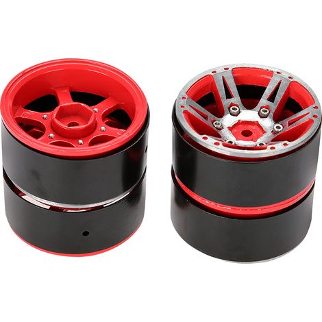 Jantes Alliage 4 Pièces pour Voiture RC 1/10, Châssis Tout-Terrain Rouge - Accessoires RC (1/5)