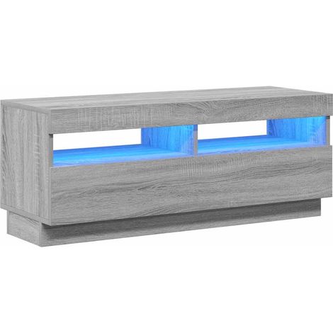 Meuble TV avec lumières LED, Étagère TV, Meuble de Salon, Sonoma gris 100x35x40 cm OIB1511E (1/5)