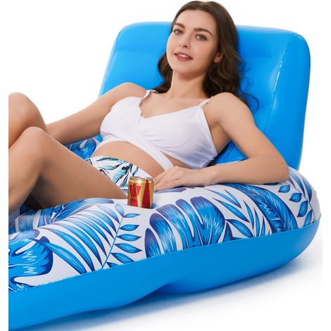 Materassino gonfiabile per piscina per adulti - Lettino galleggiante - Portabicchieri - Adatto per piscina, lago, spiaggia e feste in piscina (1/5)