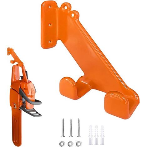 Gancio e staffa da parete adatti per motosega Stihl, sospensione robusta (arancione) (1/2)