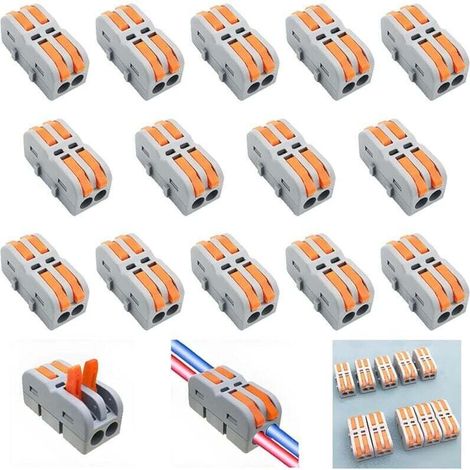 Terminal Connection, 14 Pieces Mini Quick Electrical Connector, Electrical Connection Terminal, Compact Automatic Electrical Connection Terminals, Can Be Freely Combined (SPL-2M) (1/4)