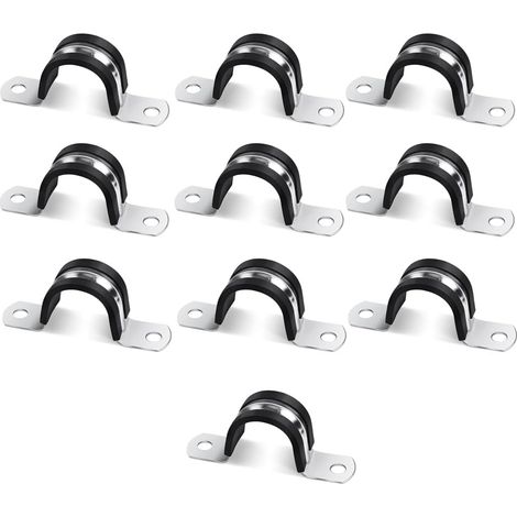 Lot de 10 Colliers de Serrage en U en Acier Inoxydable Collier de Fixations pour Tube Inox Bride de Fixation Robuste Serflex Inox pour Accessoires de Plomberie et Fixation Grillage Rigide Mur (1/5)