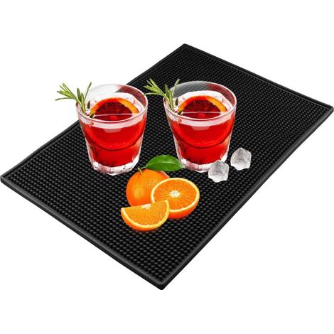 Tappetino Antiscivolo da Bar in Silicone Nero 45x30 cm, Impermeabile e Drenante - Ideale per Bicchieri, Tazze e Cocktail (1/5)