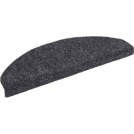 vidaXL Tapis d'escalier autocollants 10 pièces 65 x 21 x 4 cm Gris foncé Demi-rond Grand