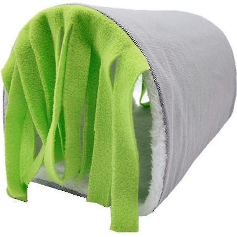 Tunnel à pompons pour hamster, cochon d'Inde, lapin, nid, habitat pour animaux, vert, 30 x 18 x 16 cm (1/3)