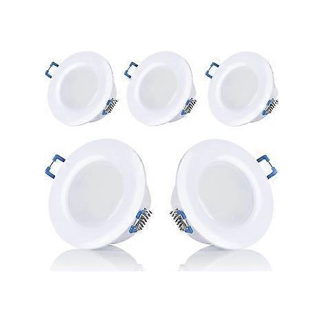 5er-Set LED-Einbaustrahler für Badezimmer, IP44, 230 V, ultraflach, 5 W, erhältlich in Warmweiß und Kaltweiß, rund, weiß, für BadezimmerApertur