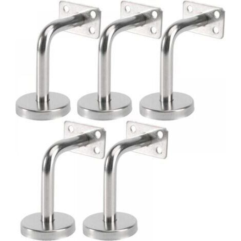 Lot de 5 Support Main Courante Inox - Murale Supports de Main Courante pour Escalier Exterieur Intérieur, Rampe Escalier Bois, Rail D\\\\'escalier (6x8x5cm/2.7x3.1x2.0in)Sans vis (1/5)