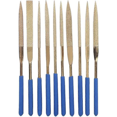 10-teiliges Set (5 x 180 mm) Diamantnadelfeilen aus titanbeschichtetem Stahl zum Feilen und Schneiden