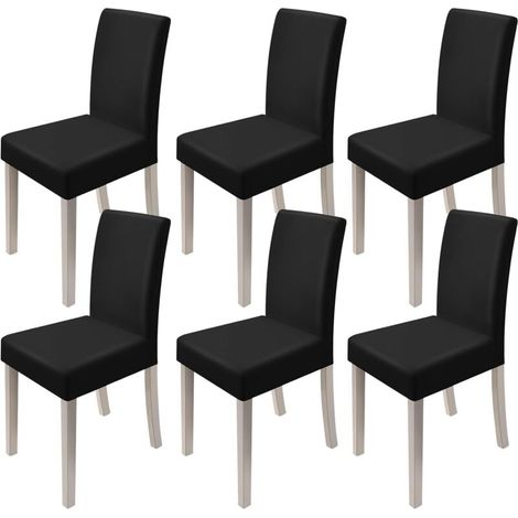 6-Piece Universal Stretch Chair Covers, Very Easy to Clean and Durable, Dining Room Chair Covers, Black