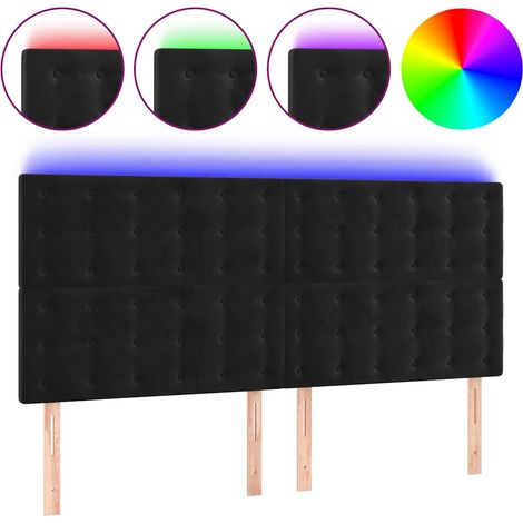 Maison Exclusive - Cabecero con luces LED terciopelo negro 180x5x (1/5)