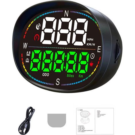 Affichage tête haute, compteur de vitesse GPS à affichage universel de voiture de 3 pouces avec vitesse, heure, avertissement de survitesse, mesure du kilométrage, alarme de fatigue de conduite pour t (1/5)
