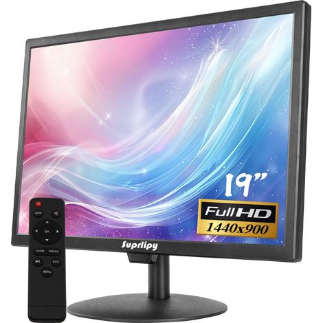 19 Pouces FHD Petit Moniteur IPS écran d'affichage LCD 1440x900 60Hz 16:10 avec entrée HDMI BNC VGA AV USB Haut-parleurs intégrés pour caméra de sécurité CCTV DVR PC (1/5)