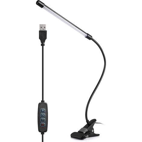 Lampe de Bureau à Pince LED USB, Flexible à 360° avec 3 Modes de Couleur et 10 Luminosités, pour Bureau, Étude ou Chambre (1/5)