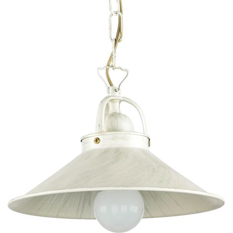 Hängeleuchte Messing massiv in Shabby Weiß Gold Ø 25 cm E27 Hängelampe