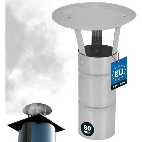 Chapeau de Cheminée - Acier Galvanisé et Peint par Poudre - ø 200 mm - Noir - Chapeau Cheminée Anti Pluie - Résistant à la Corrosion - Installation Facile - Design Moderne-NANOTEH (1/5)