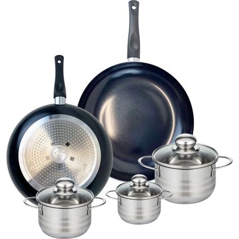 Ensemble de 2 Poêles de cuisson 28 et 32 cm et 3 faitouts 12, 14 et 16 cm Elo Prima Brillant (1/5)