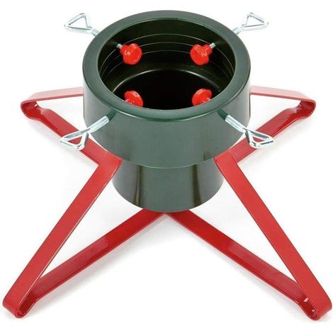 Premier Heavy Duty Metal Real Christmas Tree Stand - Red or Green - 46cm (1/2)