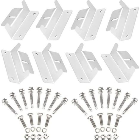 Systèmes de fixation en forme de Z pour montage de panneau solaire, pour caravane, bateau, voiture, camion, domicile, montage hors-réseau sur le toit (8 supports au total) (1/5)