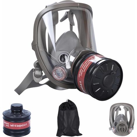 Masques à gaz réutilisables couvrant le visage entier utilisent des filtres à charbon actif de 40 mm, pour la peinture par pulvérisation, les pesticides, l’industrie chimique, la décoration (1/5)