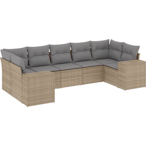 Maison Exclusive - Set Divani da Giardino 7 pz con Cuscini Beige in Polyrattan