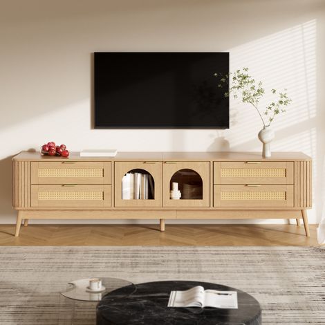 Mobile TV con 4 cassetti, LED e ante in vetro OKMYHOME (1/5)