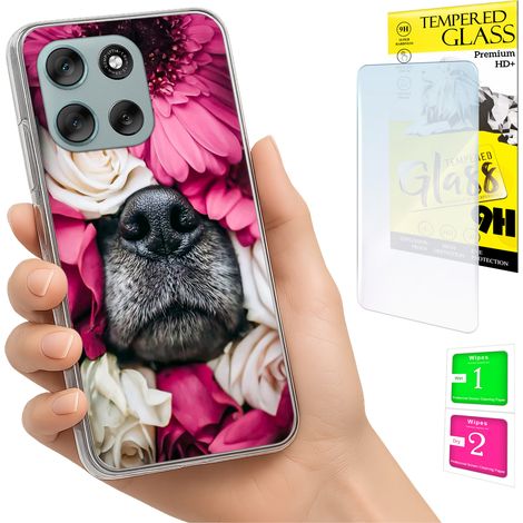 Funda para Motorola Moto G56 con foto y diseño de perro + cristal (1/5)