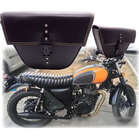 Sacoche latérale triangulaire en cuir synthétique pour motos de type café racer et quads (1/4)