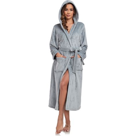 Robe De Bain À Capuche - Coton Premium 400 G M² - Longueur 120 Cm - Poches Latérales Et Ceinture À Nœud - 3 Coloris (1/5)