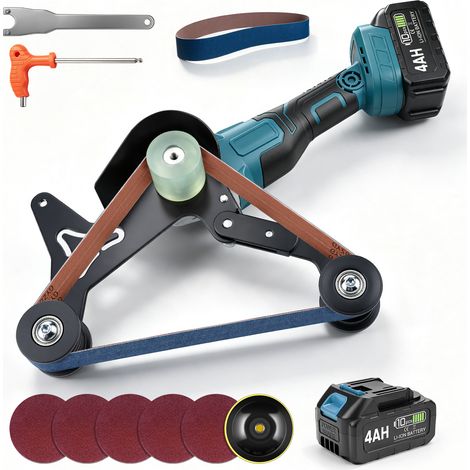 1200W 9000tr/min Ponceuse à Bande pour Tubes 3 Variables Vitesses Angle 240° 2 Batteries 4Ah 2 Bandes Abrasives Polisseuse
Compatible Makita 18V Machine de Ponçage pour Polissage Tuyaux Métal Acier A (1/5)
