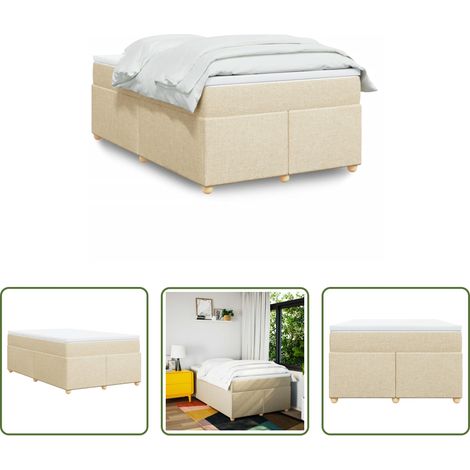 Matelas à ressorts ensachés - Sommier à lattes de lit avec matelas crème 120x190 cm tissu (1/5)