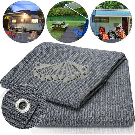 Wolketon Alfombra Exterior Alfombra de Tienda Alfombra de Viaje para Camping Alfombra de Toldos para Caravana 200X200cm Gris-Azul (1/5)
