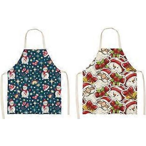 Lot de 2 tabliers de cuisine humoristiques pour Noël (47 x 38 cm) pour femmes et hommes, ajustables, parfaits comme cadeau de Noël pour les pâtissiers. (1/3)