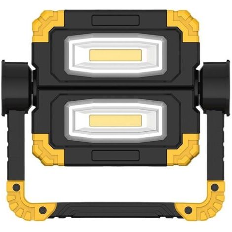 Projecteur Chantier Rechargeable Lampe : 20W LED Spot Portable Lumière de Travail, 2 COB 2000 Lumens USB Sans Fil Rotation à 360° Baladeuse Éclairage pour Camping, Atelier, Garage (Paquet de 2) [Class (1/5)