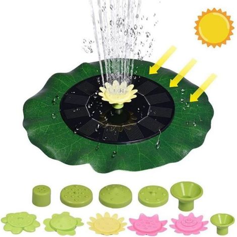 Fontaine solaire - - Bain d'oiseau - Pompe à eau pour jardin - Plastique - Résine - Vert (1/4)