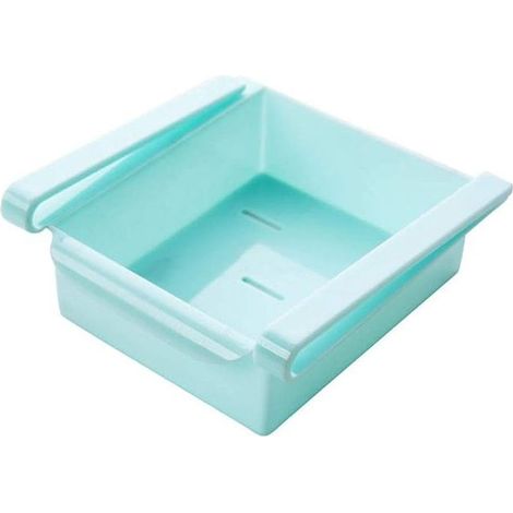 Organisateur de tiroir pour réfrigérateur, boîte de rangement alimentaire avec tiroir (bleu), rangement cuisine et frigo (1/4)