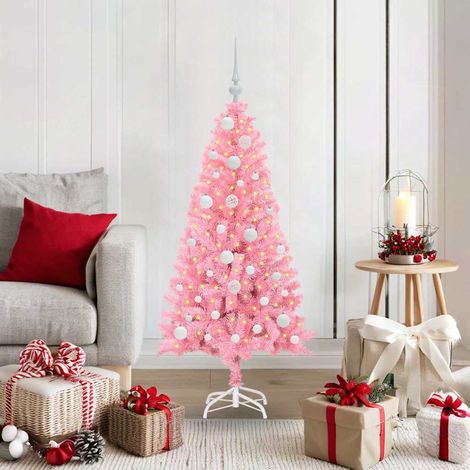 Weihnachtsbaum mit 150 LEDs mit Ständer Rosa 120 cm PVC