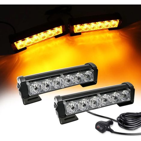 Set, 2 Stück à 17 cm, LED-Warnbalken mit Blitzfunktion für Pannenhilfe-/Abschleppplattform, 12–24 V, 14 Modi