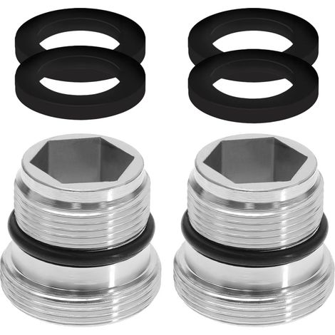 Lot de 1 kit d'adaptateur pour robinet, convertisseur de filetage M18 à M22 avec joint en caoutchouc noir Adaptateur métallique pour robinet d'eau pour raccordement de filtre et de tuyau (1/5)
