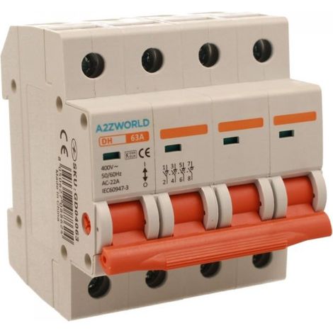 Interruttore Sezionatore Modulare 4P 4M 63A AC 400V IP20 IEC60947-3 DH