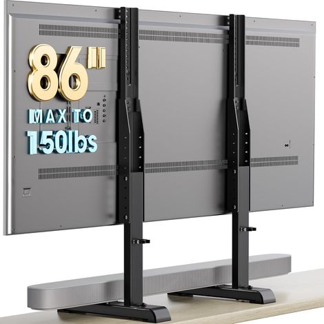 Meuble TV de table réglable en hauteur pour téléviseurs incurvés plats de 37 à 86" avec pieds en acier supportant jusqu'à 68 kg et gestion des câbles (1/5)