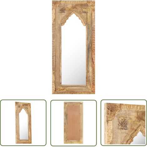 The Living Store Spiegel 50x3x110 cm Massivholz Mango - Holz Spiegel - Wandspiegel - Mangoholz Spiegel - Wohnzimmerspiegel - Badspiegel (1/5)