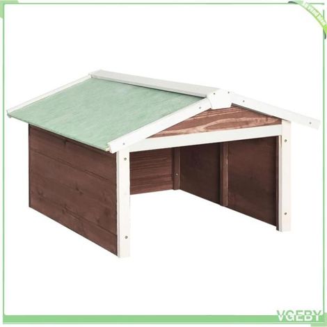 Abri pour tondeuse robot - FAFEICY - 170880 - 72x87x50 cm - Bois de pin massif - Moka et blanc (1/5)