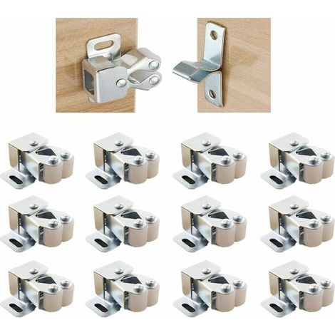Serrures de porte avec double boulon à double boulon pour armoire d'armoire en acier inoxydable, armoire d'armoire et tiroir (12 pièces) (1/5)