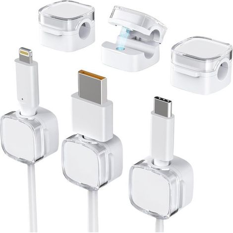 6 Kabelhalter verstellbare Kabelclips magnetisches Kabelmanagement USB-Ladekabel für den Nachttisch weißes Audiokabel komfortabel in der (1/5)