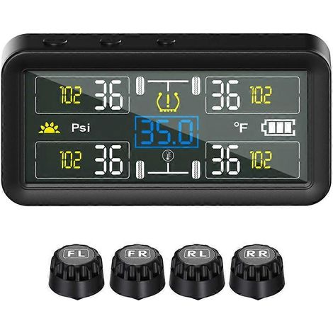 Capteur auto Solar Tire Pressure Monitoring System TPMS with 4 Inches LCD Display 5 Modes Tire Pressure Monitor pour RV/Trailer/Truck (1/5)