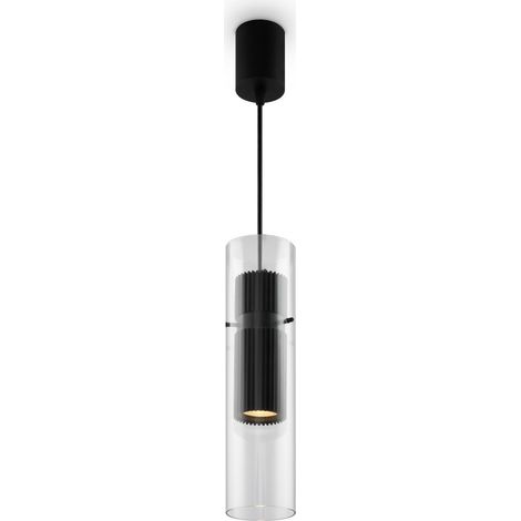 Maytoni Dynamics Plafonnier moderne et fin, noir, 1 abat-jour en verre GU10
