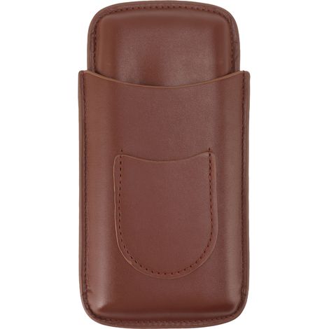 Étui à cigarettes en cuir marron, capacité 3 pièces, boîte de rangement portable pour cigares avec poche, idéal pour extérieur (1/5)