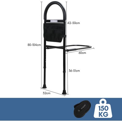 Wolketon Aufstehhilfe Bett Haltegriffe Hilfsmittel für Senioren 80-104cm Höhenverstellbar inkl. Aufbewahrungstasche Anti-Rutsch Bettgriff, mit LED (1/2)